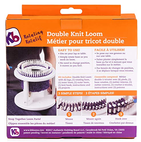 Authentic Knitting Board 'Rotating' Double Knit Loom, Double Knit with Rotating Base, Easy Knitting Authentic Knitting Board
