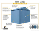 Arrow Shed Elite 8' x 6' Tall Outdoor Steel Storage Shed with High Gable and Lockable Doors Storage Building, Anthracite Arrow
