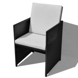FAMIROSA 11 Piece Outdoor Dining Set Poly Rattan and Acacia Wood Black FAMIROSA