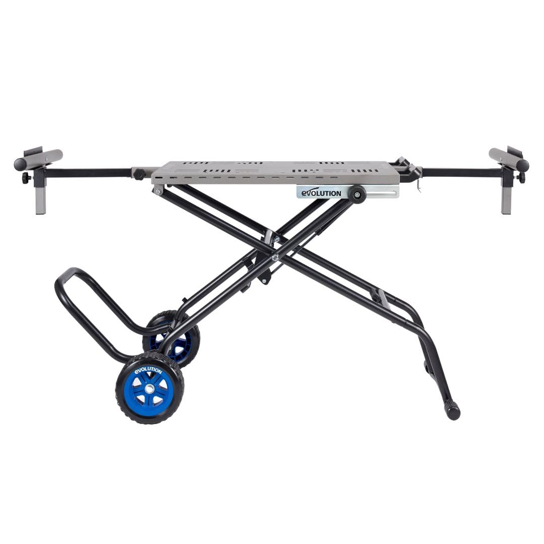 Evolution MCSSTAND | Mitering Chop Saw Stand with Powerlift Assist | Heavy-Duty Steel Frame | All-Terrain Wheels | Compatible with Evolution S355MCS, S380CPS, S355CPSL, EVOSAW380 | Gas-Strut  - WoodArtSupply