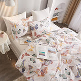 Ivellow Twin Duvet Cover Kids 100% Cotton Butterfly White for Cute Bedding Set 3Pcs Ultra Soft Breathable Patterned Cartoon Comforter Boys Girls Toddler Teen Ivellow