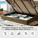 Zanmintaobo Lift Up Storage Bed King Size, Upholstered Platform Bed with Hydraulic System & Wood Slats Support, King Bed Frame with 3-Panel Headboard, No Box Spring Needed, Easy Assembly, Green Zanmintaobo