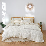 Wake In Cloud - Boho Comforter Set, Farmhouse Bohemian Western Aztec Neutral Aesthetic, Soft Lightweight Bedding, 3 Pieces, Beige, Queen Size Wake In Cloud
