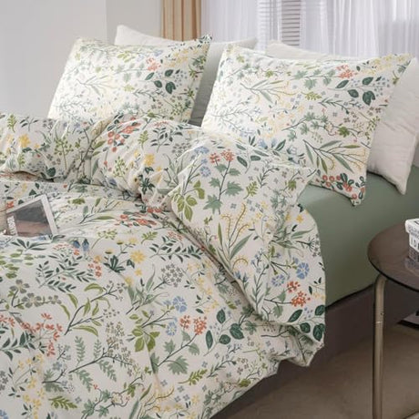 MKXI Garden Floral Comforter Set White King Size for College Floral Bedding Comforter Set Coquette Cottagecore Aesthetic Cute Flowers Pattern Comforter for Women Teen Girls MKXI