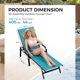 Garvee Outdoor Lounge Chair, Adjustable Patio Reclining Chaise with Textilene Fabric, Pool Lounge Chair with 5-Position Backrest for Patio, Garden, Poolside & Balcony,Sky Blue Set of 2