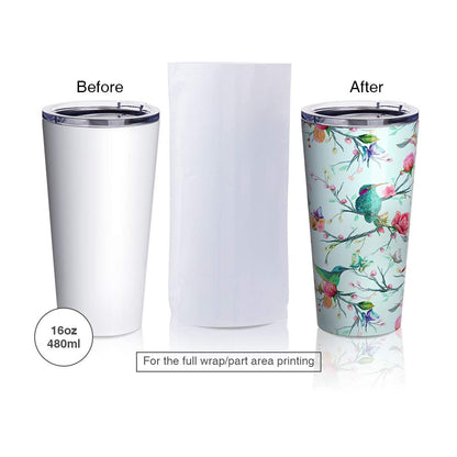 PYD Life Sublimation Blanks Shrink Wrap Film,10 x 7 Inch Sublimation Shrink Sleeves for Sublimation Tumblers Mugs,Heat Sublimation Shrink Wrap for 11 OZ 30 OZ Sublimation Mugs Tumbler 50 PCS,White