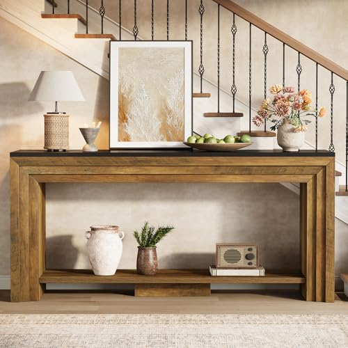 Tribesigns 70.9-Inch Long Console Table, Farmhouse Narrow Wooden Sofa Table with Storage, 2-Tier Behind The Couch for Living Room, Entryway, Hallway, Foye Tribesigns