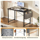 NEWBULIG 40 Inch Computer Desk Home Office Desks for Bedroom Writing Gaming Work Study Table with Storage Bag for Small Spaces, Modern Workstation in Matte Black NEWBULIG
