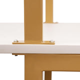 QIUTMER Wall Mount Desk 3 Tiers Wall Table Wall Mount Computer Writing Table Industrial Bookcase Desk Gold and White for Homes Office School QIUTMER