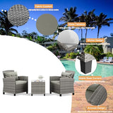 Shintenchi 3 Pieces Patio Furniture Set 3 Pieces PE Rattan Wicker Chairs with Table Outdoor Furniture for Backyard/Garden/Poolside/Outdoor Restaurant Gary Rattan with Gary Cushion Shintenchi