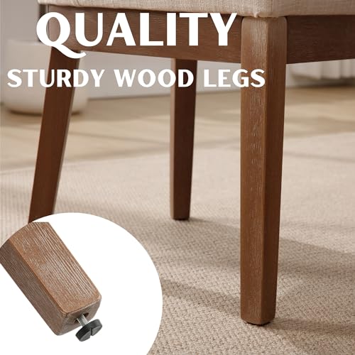 RIVOVA Modern Dining Chairs Set of 6, Comfortable Dining Room Chairs with Back, Linen Fabric Upholstered Kitchen Side Chairs with Wood Legs for Living Room, Beige RIVOVA