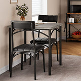 Amyove Modern Rustic Gray Square Dining Set, 29.2' L x W 30.1' H Table, 33.7' 18.4' 17' Chairs, 2 Person, Metal & MDF, Easy Assembly, Space-Saving Amyove
