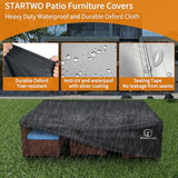 STARTWO Patio Furniture Covers Waterproof, Outdoor Furniture Set Cover for 7-12 Seats Sectional Sofa Table Chiars Anti-UV Tear-Resistant 500D Heavy Duty,110"x84"x28", Black STARTWO