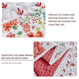 Joyreap 3 Pieces Floral Patchwork Quilt Set Twin, Burgundy Red n White Flowers Design, Smooth Soft Microfiber Quilt, Bedspread Bed Cover for All Season, 90x90 inches Joyreap
