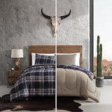 Wrangler- Twin Duvet Cover Set, Soft & Reversible Bedding, Yellowstone Inspired, 2 Piece Bed Set with Matching Pillowcase (City Flats Plaid Blue) Wrangler