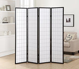 Roundhill Furniture Oriental Shoji 4 Panel Screen Room Divider, Black Roundhill Furniture