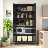 Ball & Cast 71″Tall Freestanding Kitchen Pantry Cabinet,Versatile Metal Storage Cabinet w/Adjustable Shelves & Doors,Pantry Cabinet for Kitchen and Dining Room,Black Ball & Cast