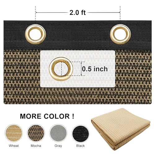 Amagenix 90% Shade Fabric 12'X 18' Mocha Sun Shade Cloth with Grommets GN101 for Pergola Replacement Shade Cover Canopy - Commercial Grade 185 GSM - Cable Zip Ties Included (We Customized) Amagenix