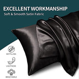 Horbaunal 5 Pieces Satin Duvet Cover Set Queen/Full Size Black Duvet Cover with Corner Ties & Zipper Closure, Luxury & Silky Bedding Set, 1 Duvet Cover and 4 Pillowcases (No Comforter) Horbaunal