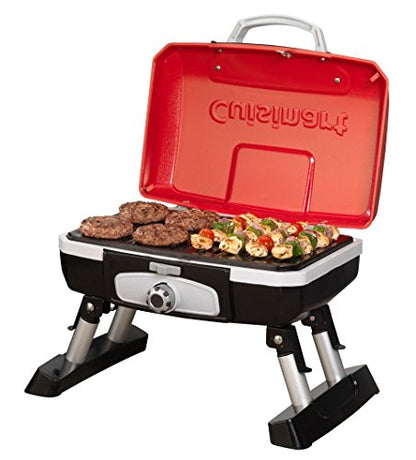 Cuisinart CGG-180T Petit Gourmet Portable Tabletop Propane Gas Grill, Red 17.6 x 18.6 x 11.8-Inch