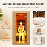 VEVOR 1 to 2 Person Far Infrared Wooden Sauna, Room Home Sauna Spa, Low EMF Far Infrared Hemlock Wood Sauna with Tempered Glass Door & Multicolor Lamp & Bluetooth Speakers & Chromotherapy Lights VEVOR