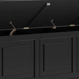 SIMPLIHOME Connaught Solid Wood 51 Inch Wide Traditional Storage Bench Trunk in Black, for The Living Room, Entryway and Family Room SIMPLIHOME