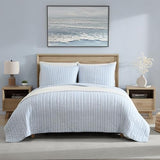 Nautica - Twin Quilt Set, Reversible Cotton Bedding with Matching Sham, Casual Home Decor for All Seasons (Coleridge Stripe Light Blue, Twin) Nautica