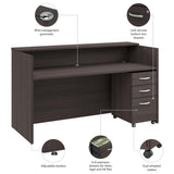 Bush Business Furniture Arrive 72W x 30D Reception Desk with Shelf and Mobile File Cabinet in Storm Gray Bush Furniture