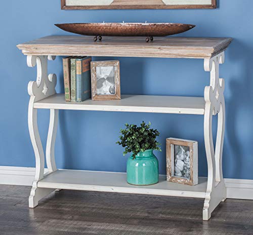 Deco 79 Farmhouse Wood Console Table or Living Room, Entry Way, Hallway, 38" x 15" x 32", White/Brown - WoodArtSupply