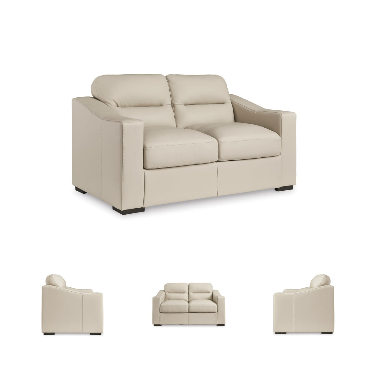 Signature Design by Ashley Treasure Trove Contemporary Leather Match Loveseat, Beige Signature Design by Ashley