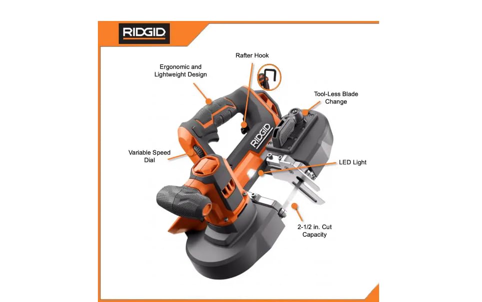 RIDGID R8604KN 18V Cordless Compact Band Saw Kit with (1) 4.0 Ah Battery and Charger RIDGID