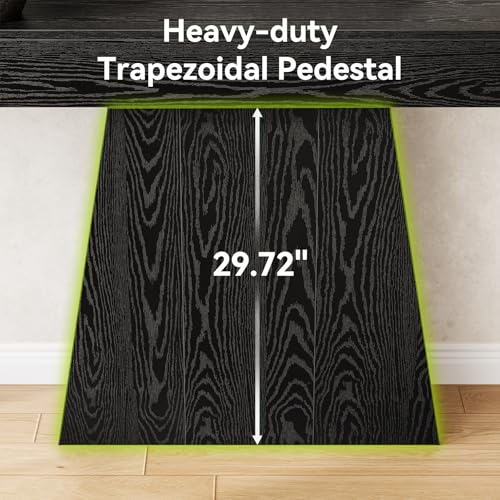 LITTLE TREE 63" Entryway Table, Modern Black Wooden Console Table with Trapezoidal Base for Living Room, Entrance, Hallway, Foyer, Behind the Couch LITTLE TREE