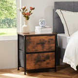 Sweetcrispy Nightstand with 2 Storage Drawers, 20" Height End Tabl Small Bed Side Furniture, Wooden Top Fabric Cabinet Kids Night Stand Mini Dresser for Bedroom, Closet, Entryway, College Dorm, Brown Sweetcrispy