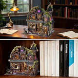 TOYQI Miniature Dollhouse Kit House Kit, DIY Mini House Kit for Adult, 3D Wooden Puzzle Book Nook Kit with Music Box, Diorama Building Bookshelf Decor Gifts for Family Lovers - Magic Castle