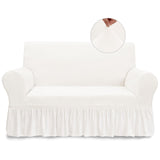 NICEEC Loveseat Cover Super Soft 1-Piece White Slipcover for Loveseats Stretch Universal Spandex Couch Covers for Living Room Easy Fit Washable Furniture Sofa Protector with Skirt NICEEC
