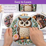 Uniartfy 3 Sets Embroidery Kit for Beginners with Owl Flower Pattern, Hand Needlepoint Kits for Adults, Embroidery Starter Kits with Hoops, Step by Step Video & Instructions, DIY Cross Stitch Kit