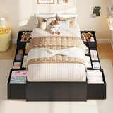 ADORNEVE Twin Bed Frames with 12 Storage Drawers, Metal Bed Frame Twin with Steel Slat Support, Footboard, Platform Bed for Kids,Teens, No Box Spring Needed, Easy Assembly, Noise-Free,Black ADORNEVE