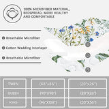 Jarson Floral Quilt Set King Size,3-Piece Lightweight Spring Summer Country Bedspread,Reverisible Patchwork Botanical Flowers Bedding Set(1 Coverlet & 2 Pillow Shams) Jarson