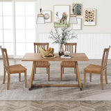 COLAMY Wooden Dining Room Chairs Set of 6, Spindle High Back Windsor Kitchen Side Chair, Farmhouse Dining Chairs for Kitchen, Dining Room, Light Brown COLAMY