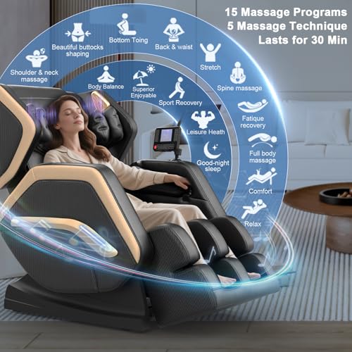 NAGLIFOR Massage Chair Full Body, Zero Gravity Massage Chair 2026 for Back Fatigue with 10 Fixed Rollers, Heating, Airbags, Phone Controller, Bluetooth Speaker, Nightlights for Living Room, Bedroom NAGLIFOR