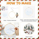 Christmas Embroidery Kit for Adults & Beginners - Gnomes & Cross Stitch Patterns, Cotton, Threads, Needles & Instructions (4 Pcs)