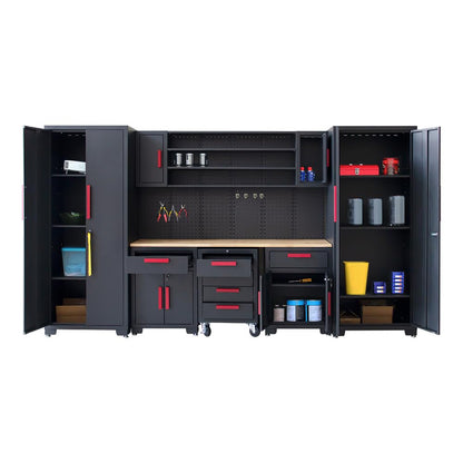 Metal Garage Cabinets and Storage System，9 PCS Heavy Duty Steel Lockable Cabinets for Gym,School,Garage,Home, Office,Utility Room Black - WoodArtSupply