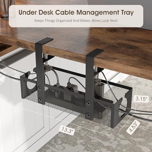 Whalefall L Shaped Standing Desk with Drawers, Height Adjustable Farmhouse Executive Computer Desk, Corner Desk with Cable Management and File Storage for Home Office, White Whalefall