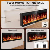 BREEZEHEAT 72 Inch Ultra Thin Electric Fireplace-Narrow Bezel Linear Fireplace Heater Recessed Wall Mounted, Remote Control, Touch Screen, 750W/1500W, 8H Timer for Living Room, Bedroom, Office BREEZEHEAT