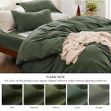 Bedsure Duvet Cover Full Size with Fitted Sheet - 4 Pieces Prewashed Cotton-Like Polyester Extra Soft Bedding Set, Includes 1 Duvet Cover 80x90 Inches, 2 Pillow Shams, 1 Fitted Sheet, Olive Green Bedsure