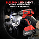 Aiment Cordless Impact Wrench 1/2 inch, 550 Ft-lbs Max Torque(700 N.m), 21V 3000 RPM Brushless Power Impact Gun, 4.0 Ah Battery with Fast Charger, 6 Pcs Sockets, Electric Impact Driver for Car Home Aiment