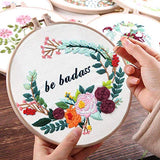 Louise Maelys Funny Embroidery Kits for Beginners Flower Wreath Cross Stitch Adults Needlepoint DIY Starter