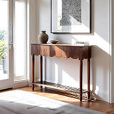 UACSYBH Wood Scalloped Console Table with 3 PCS Drawers, Narrow Entryway Table with Storage Shelf, Mid-Century Hallway Accent Table, Behind Couch Sofa Table Space-Saving (46.4" - 3 Drawers) UACSYBH