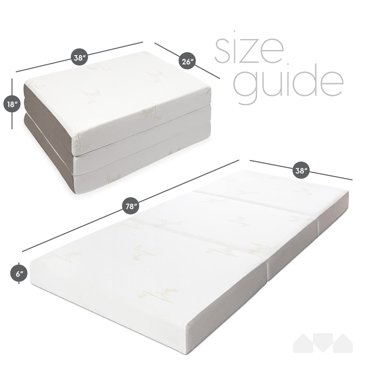 Milliard Tri-Folding Memory Foam Mattress Medium Firm with Washable Cover, Twin XL Size (78"x38"x6") Milliard