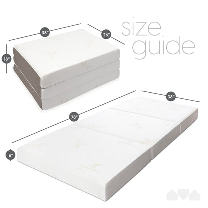 Milliard Tri-Folding Memory Foam Mattress Medium Firm with Washable Cover, Twin XL Size (78"x38"x6")